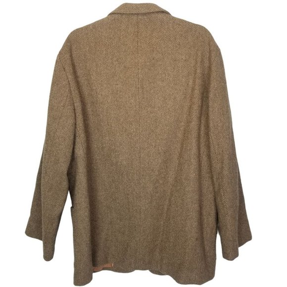 Abercrombie & Fitch Mens L Brown Herringbone One-Button Wool Blazer Jacket - Picture 7 of 7